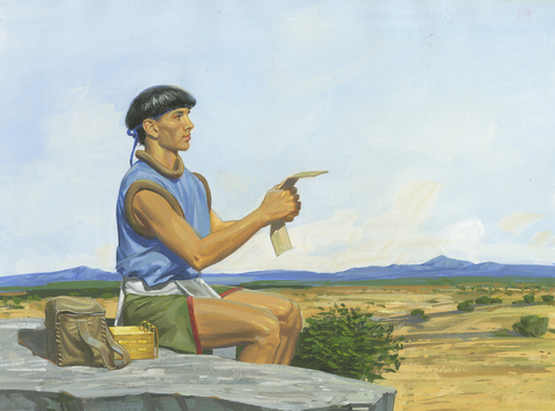 Moroni reading letter