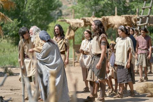 Lehi #39 s family listening as he teaches