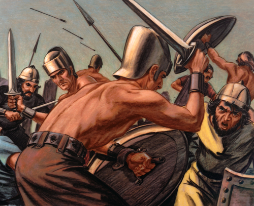 Philistines and Israelites battling