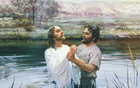 John the Baptist baptizes Jesus Christ in the Jordan River
