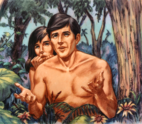 Adam and Eve talking with God