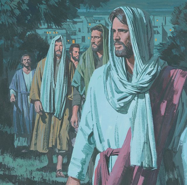 Иисус страдал. Христос с учениками входит в Гефсиманский сад». Восток (Иуда) раздор!. Где находится Иисус в Юба. Где стоит Иисус юбка.