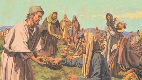disciples distributing food