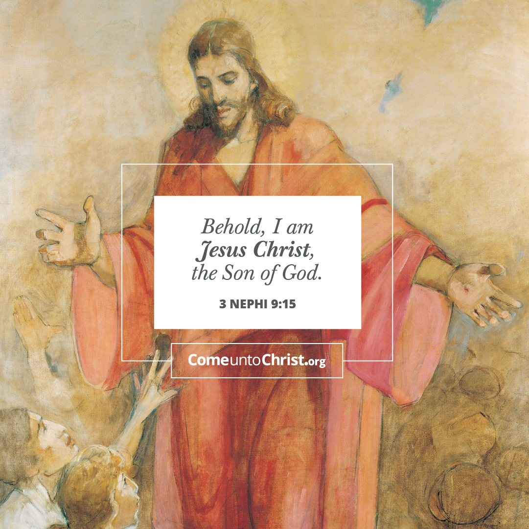 Jesus Christ shows the marks in His hands to children