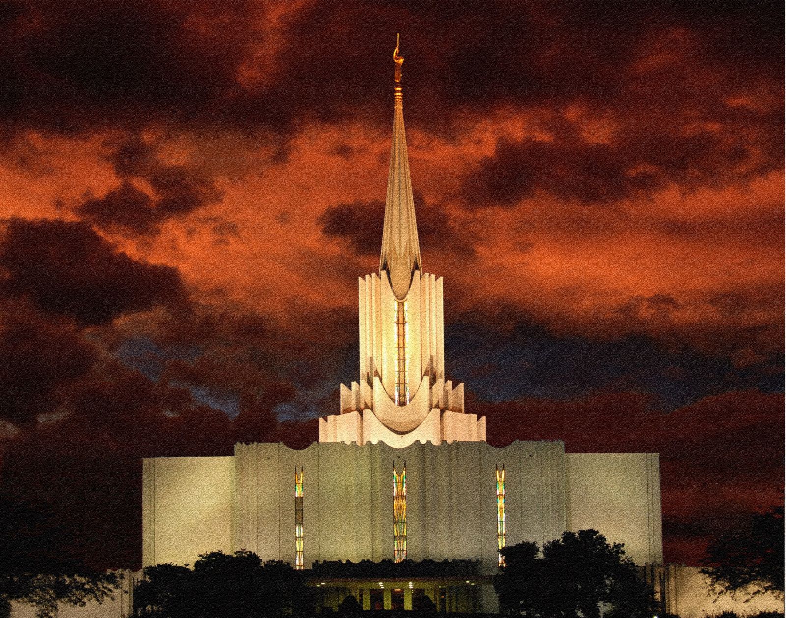 The Jordan River Utah Temple at Night