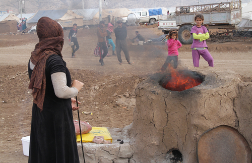 Enfants dans un camp de réfugiés