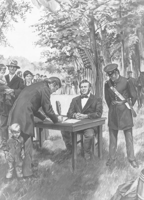 Brigham Young recruting the Mormon Battalion
