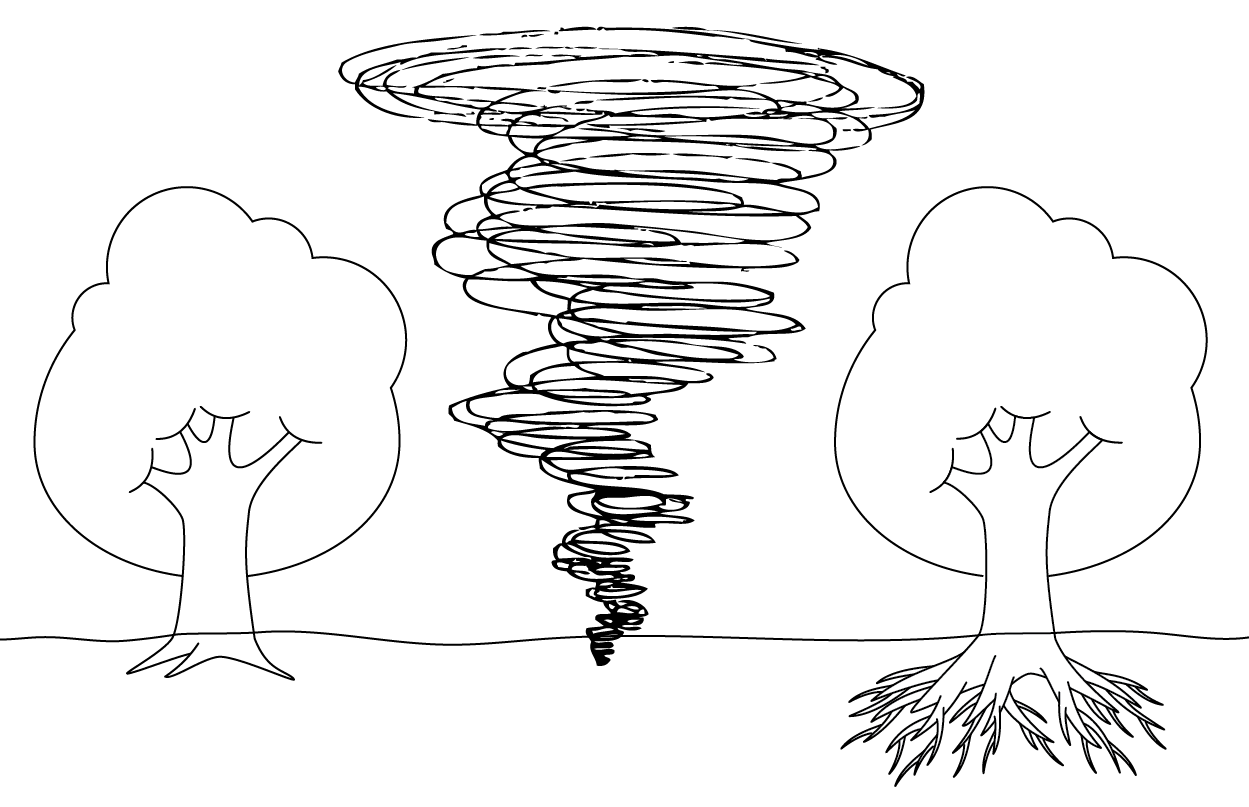 drawing, trees and whirlwind