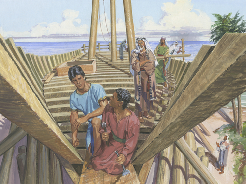 Laman and Lemuel building ship