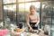 Young adult making cookies
