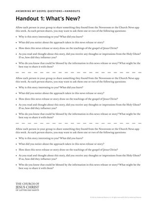 Answering My Gospel Questions Teacher Manual