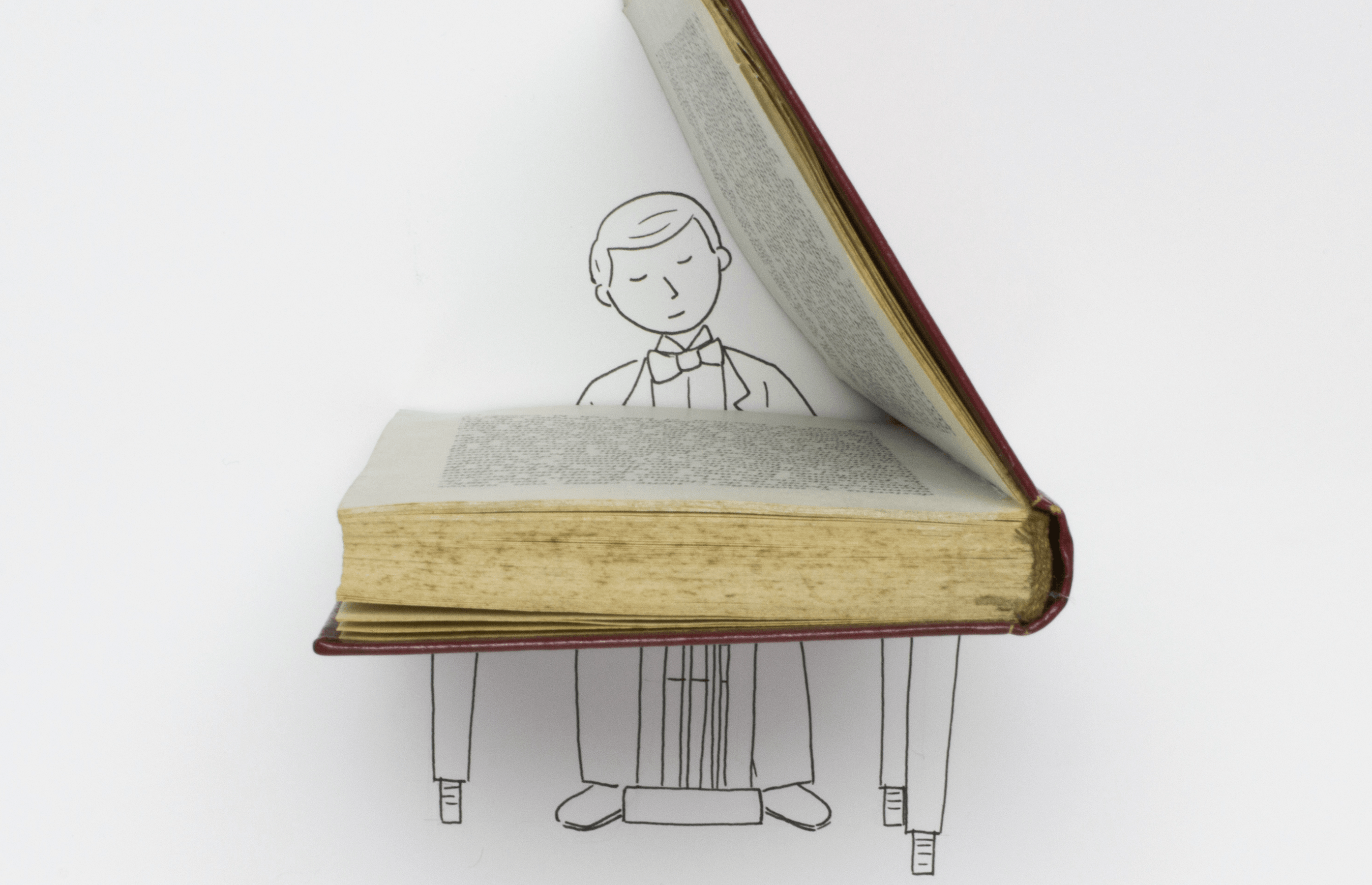 Illustration of man playing piano book