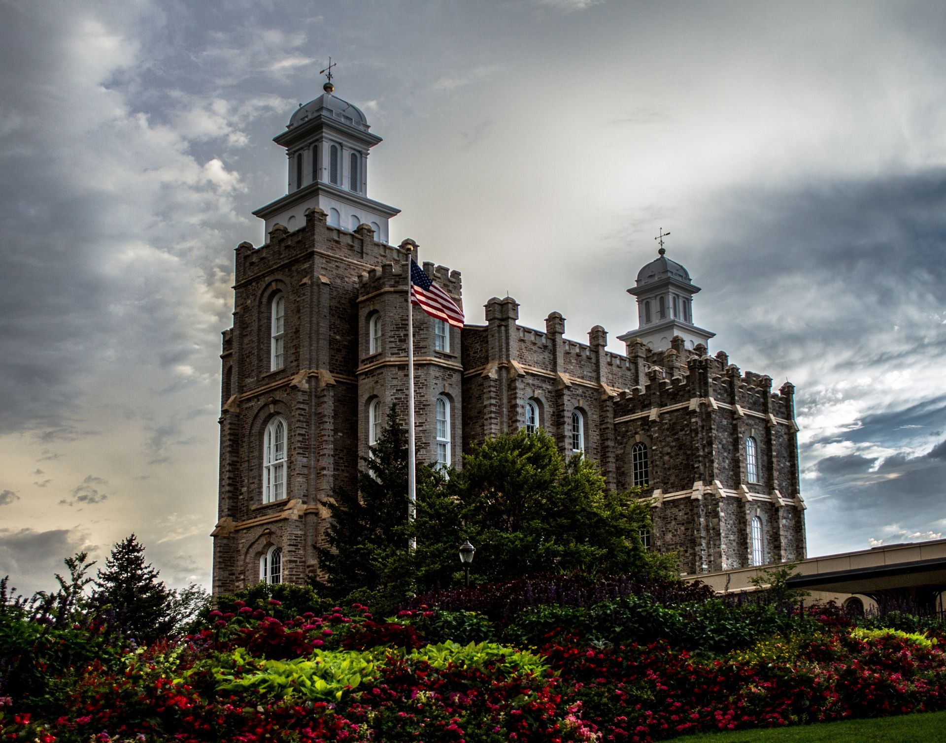 Logan Utah Temple in a Storm