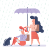 girls under umbrella
