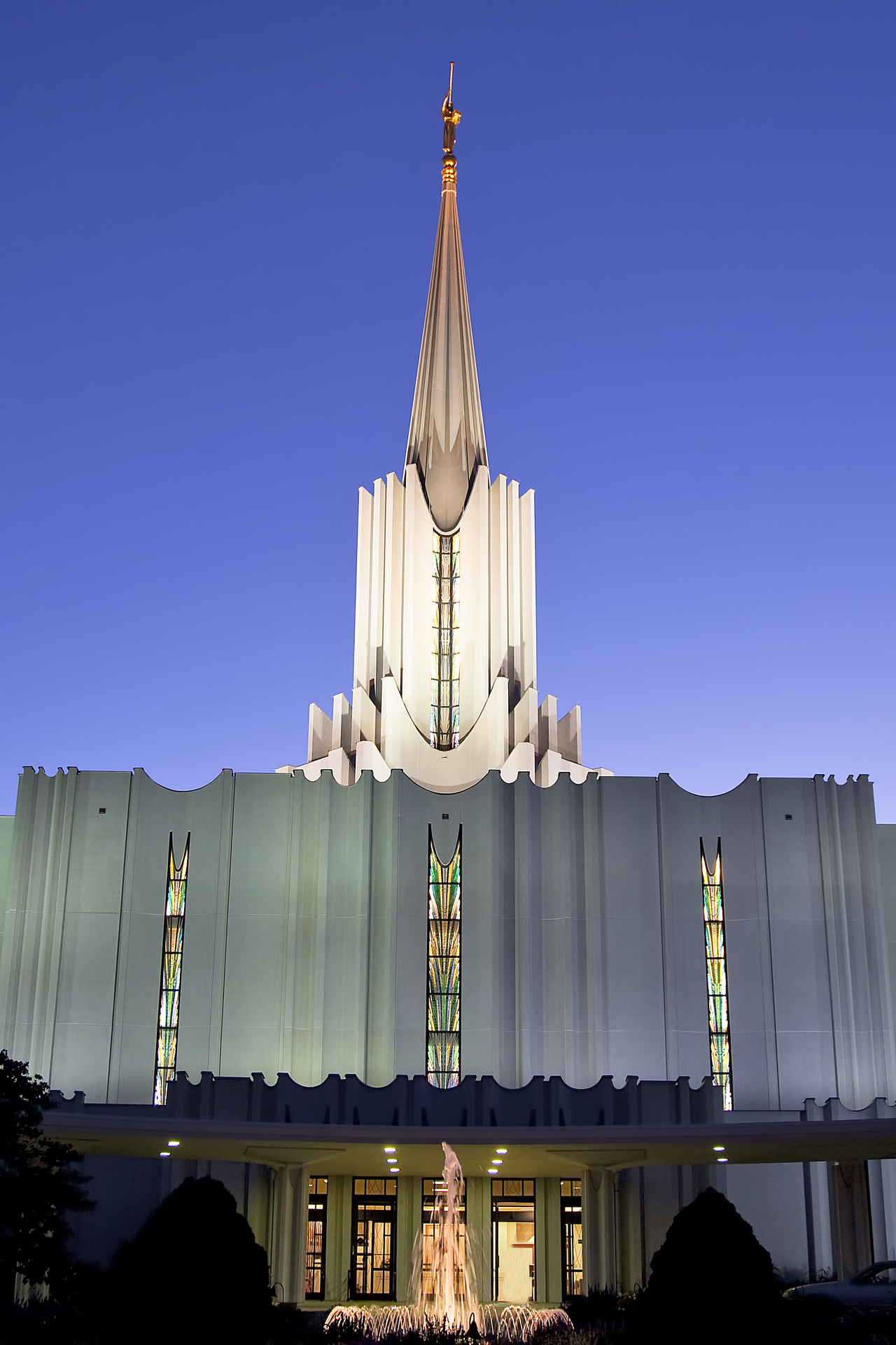 Entrance To The Jordan River Utah Temple At Night   Jordan River Temple 