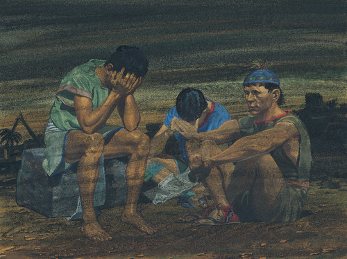 people crying in darkness