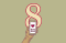numeral 8 with hand holding a cell phone
