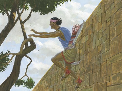 Samuel jumping from wall