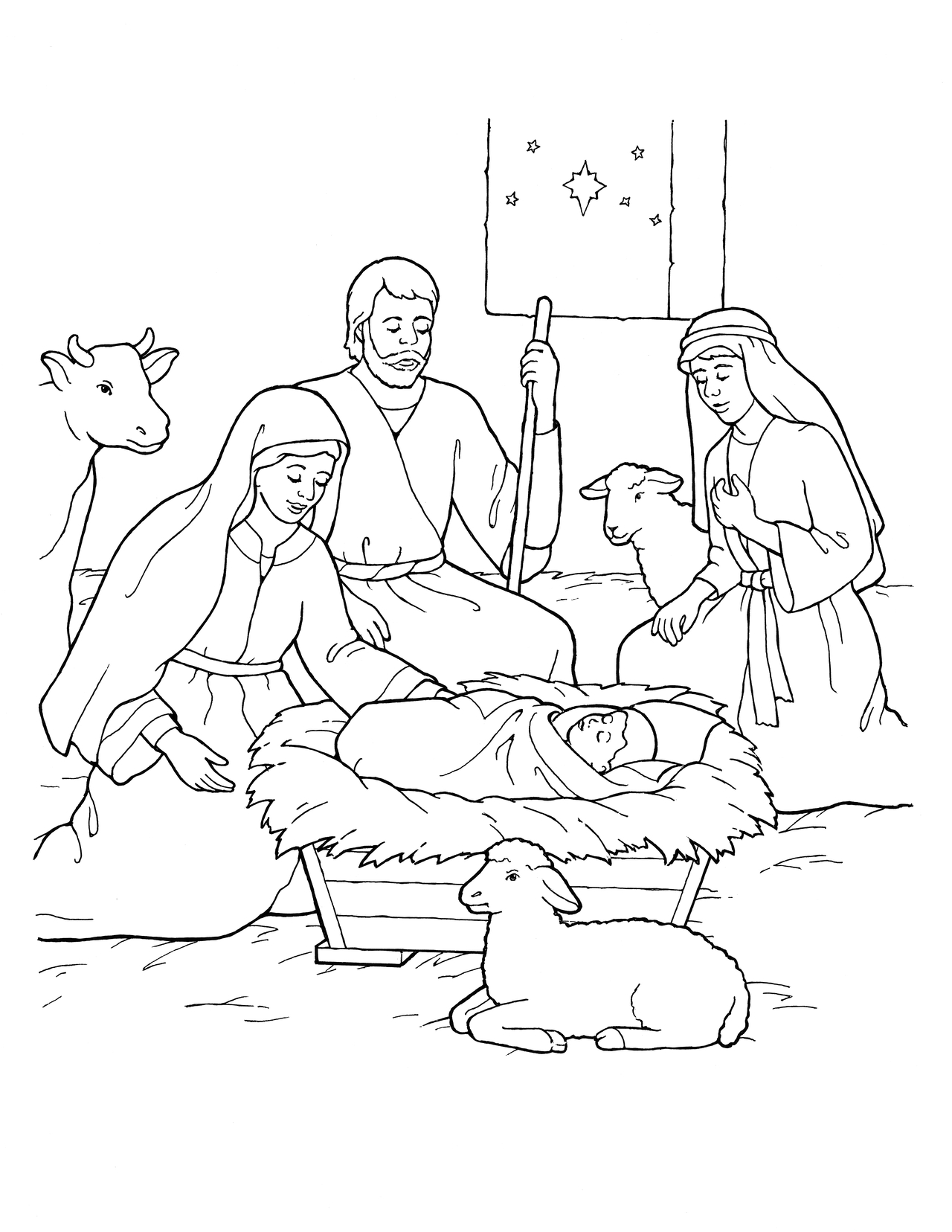 Nativity Mary, Joseph, Jesus, and the Shepherds