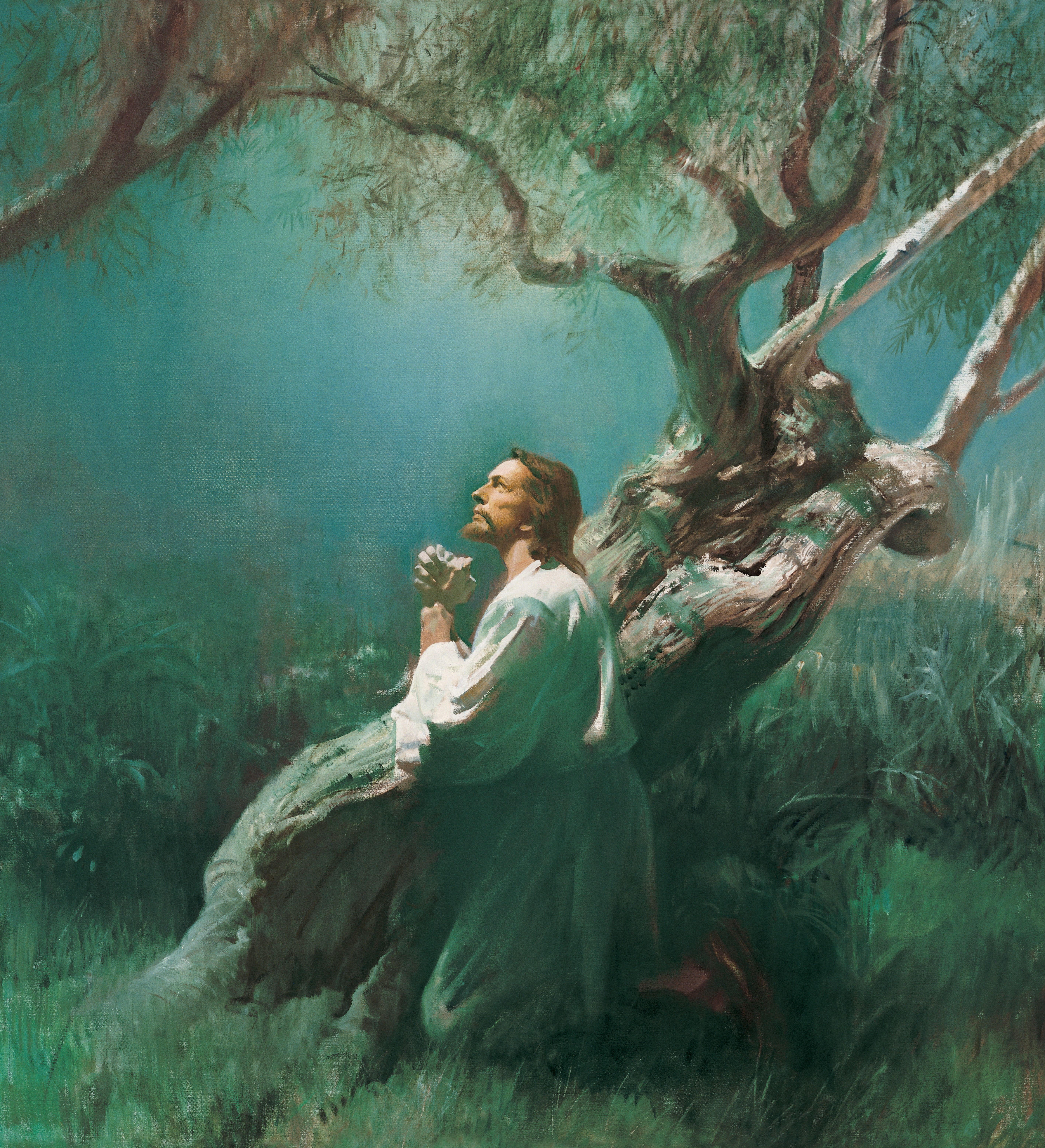 Jesus Praying in Gethsemane (Christ in Gethsemane), by Harry Anderson (62175); GAB 56; GAK 227; Primary manual 1-72; Primary manual 2-52; Primary manual 3-46; Primary manual 6-47; Primary manual 7-30; Matthew 26:36–45; Luke 22:39–46; Alma 7:11–13