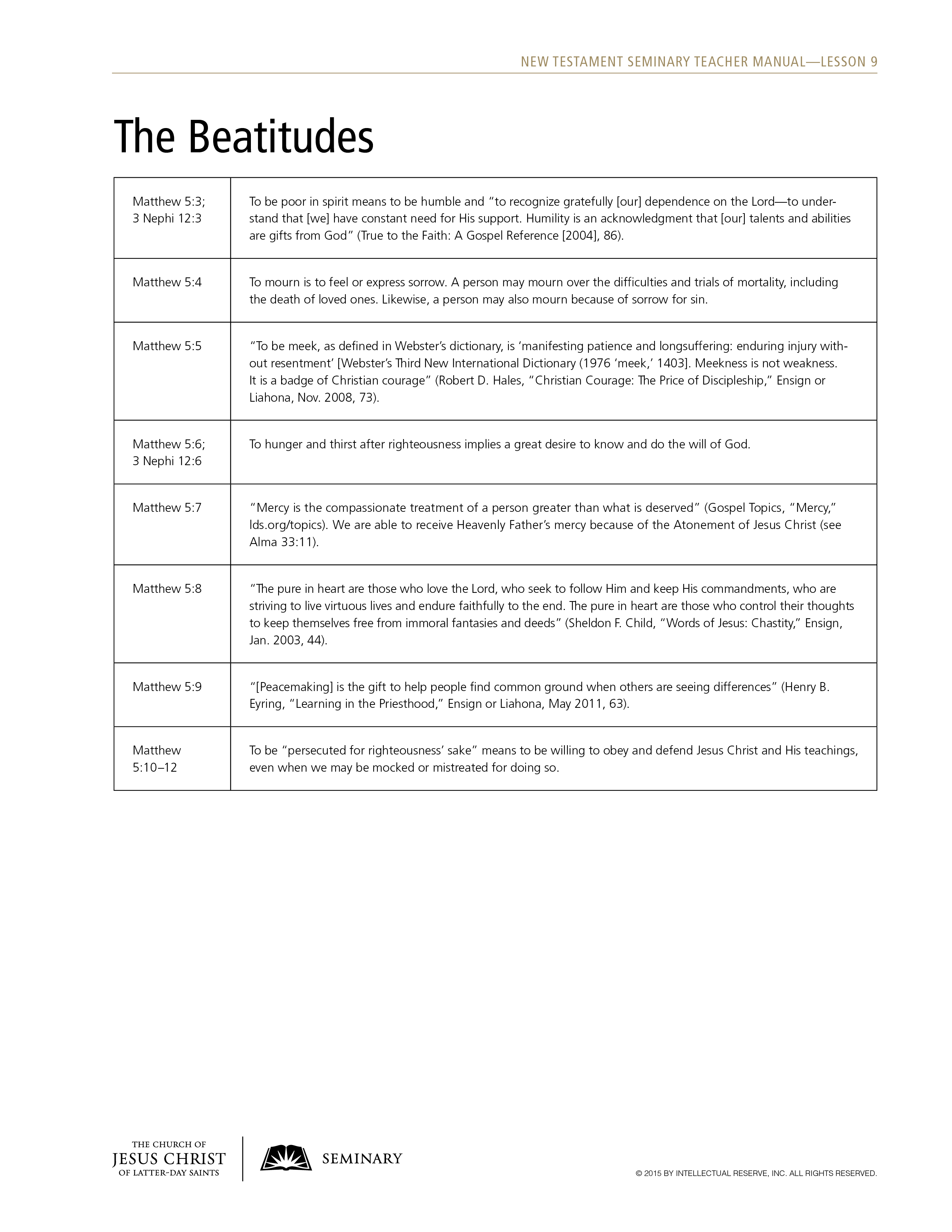 handout, Beatitudes