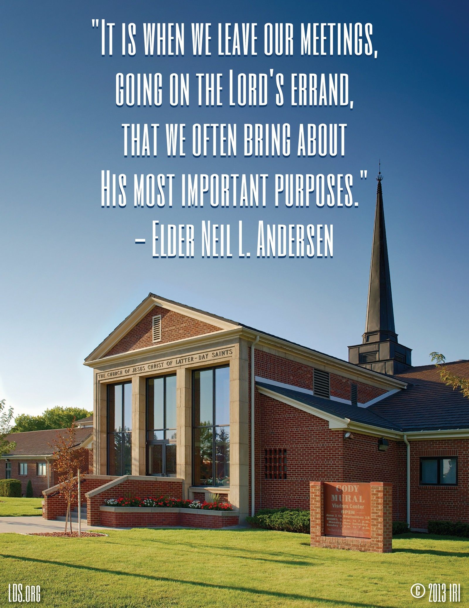 “It is when we leave our meetings, going on the Lord’s errand, that we often bring about His most important purposes.”—Elder Neil L. Andersen, “A Spiritual Work”