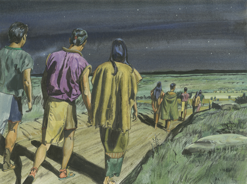 people walking at night