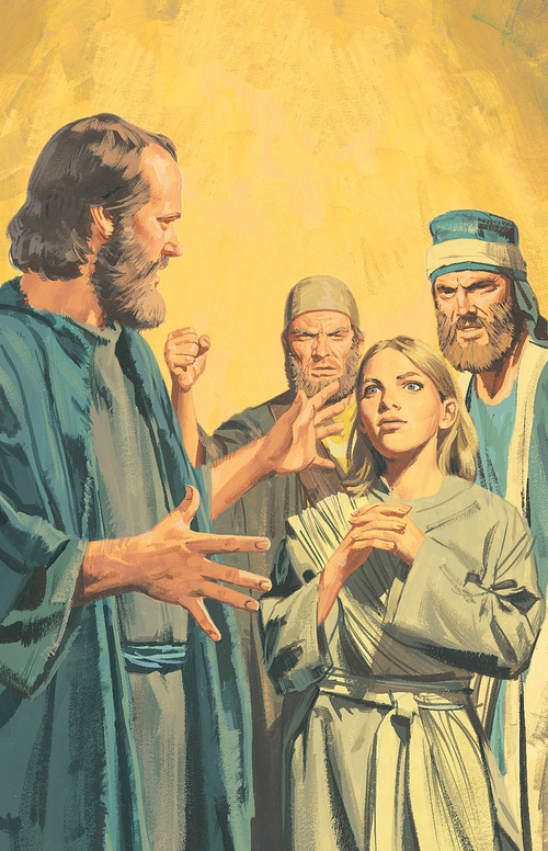 men talking to girl