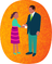 A girl hands an envelop to a church leader