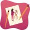 A woman painting a picture.