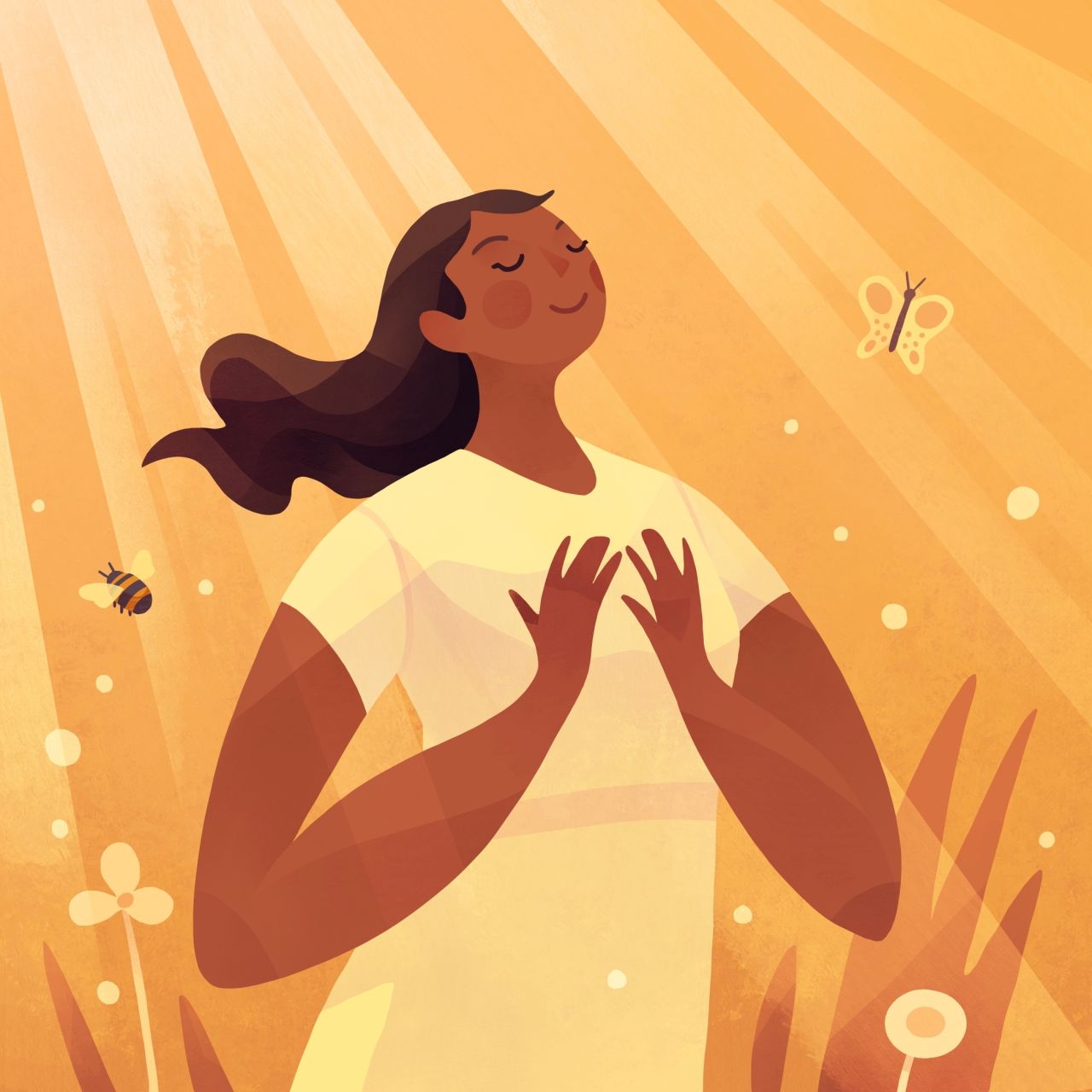 A woman stands in a field enjoying the blessings of the gospel of Jesus Christ