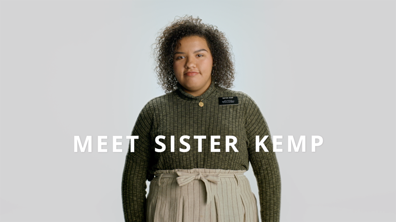 Sister Kemp in the Meet Sister Kemp video