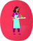 A woman carrying a tray with watermelon on it.