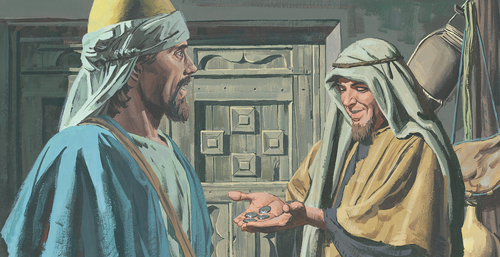man giving servant money