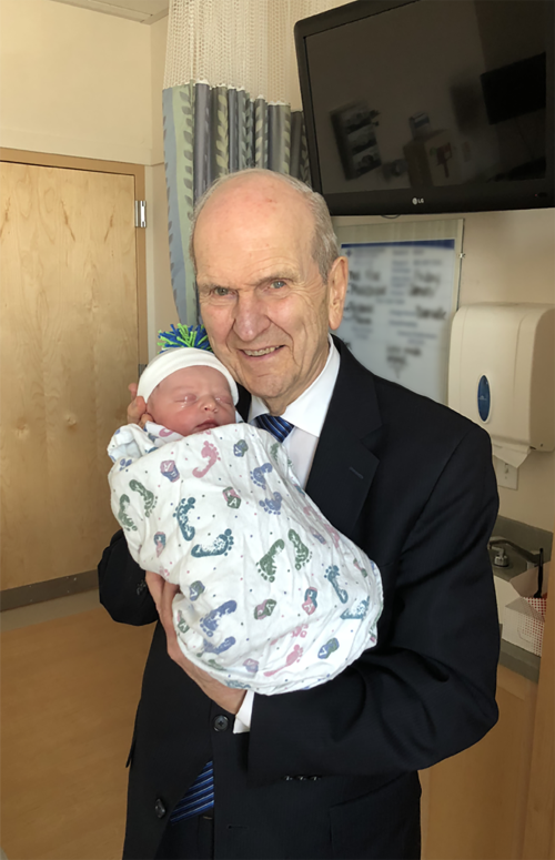 President Russell M. Nelson and infant Great Grandson