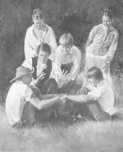 Joseph Smith and Nauvoo Youths Pulling Sticks