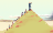 people climbing a mountain; man stands at top with a telescope
