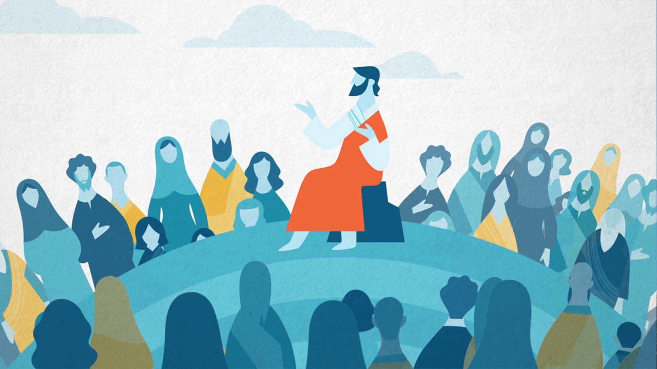 Ilustración de Jesús enseñando a las personas