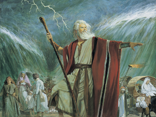 Moses parting the Red Sea