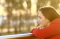 Pensive Girl Thinking in Winter