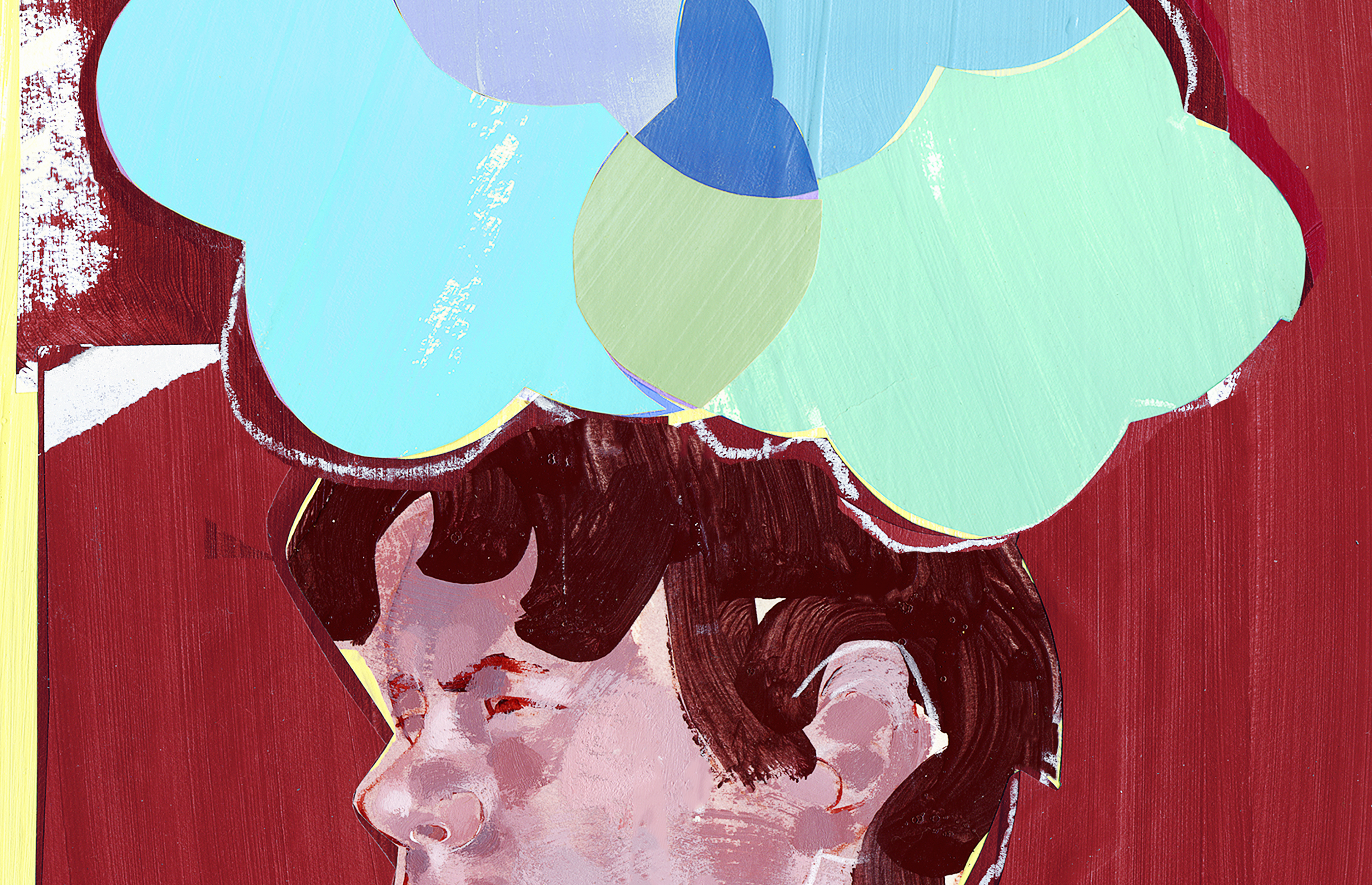 man with clouds over his head