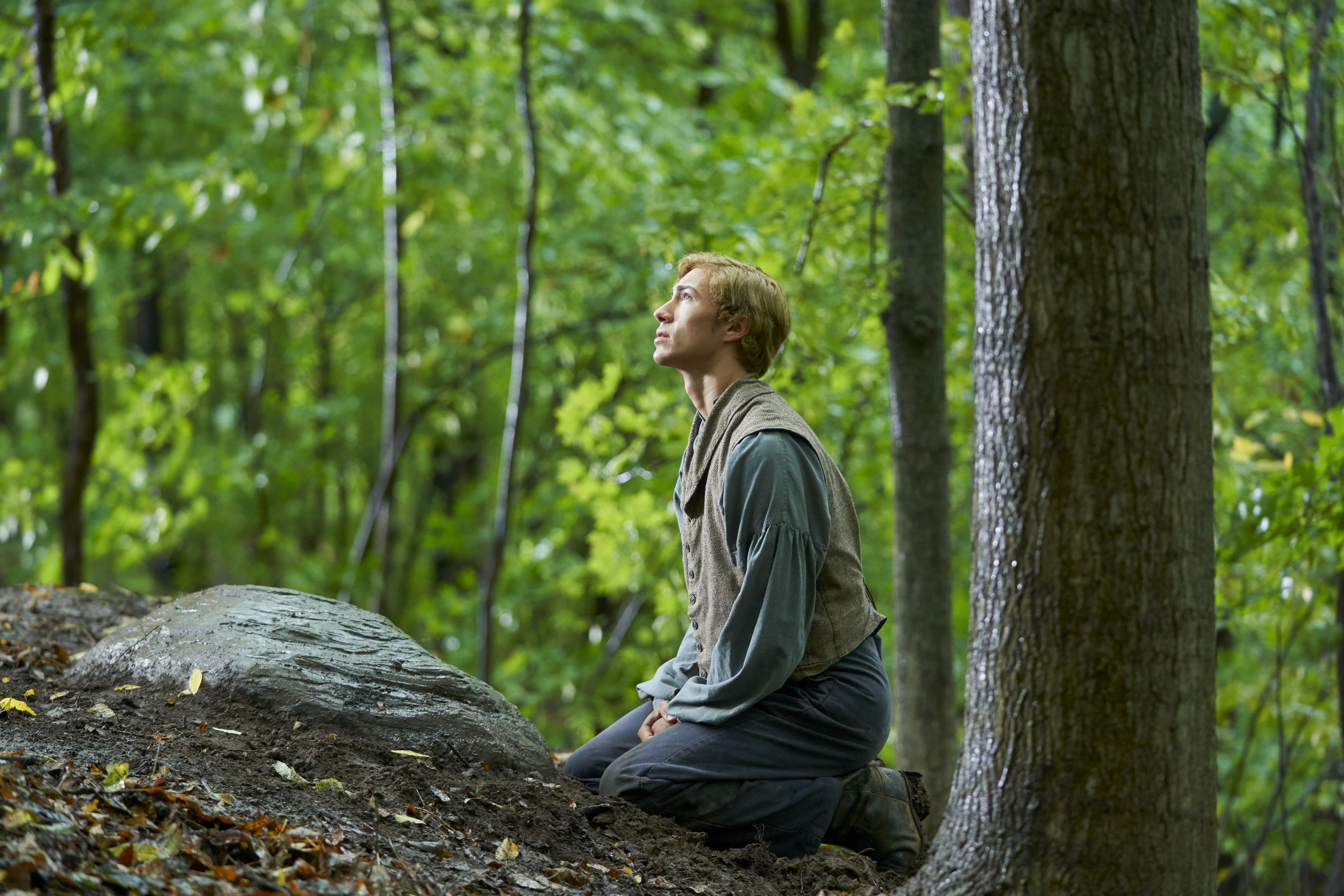 Joseph Smith Jr. Moving a Rock on the Hill Cumorah